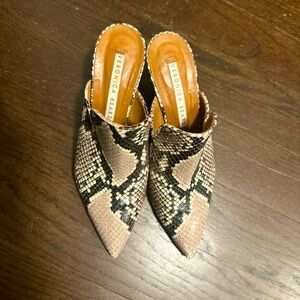 Veronica Beard Snakeskin Pearla Mules